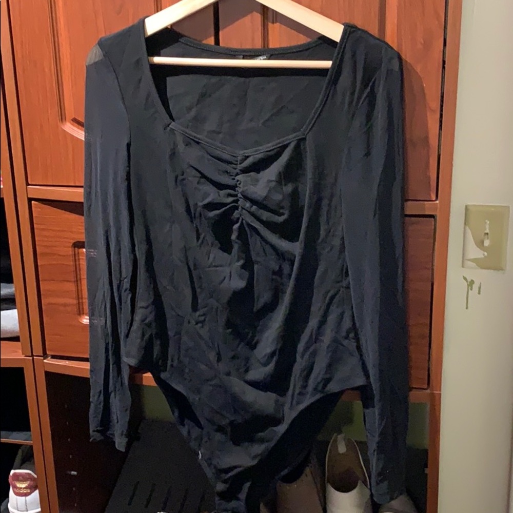 Shein black long sleeve bodysuit